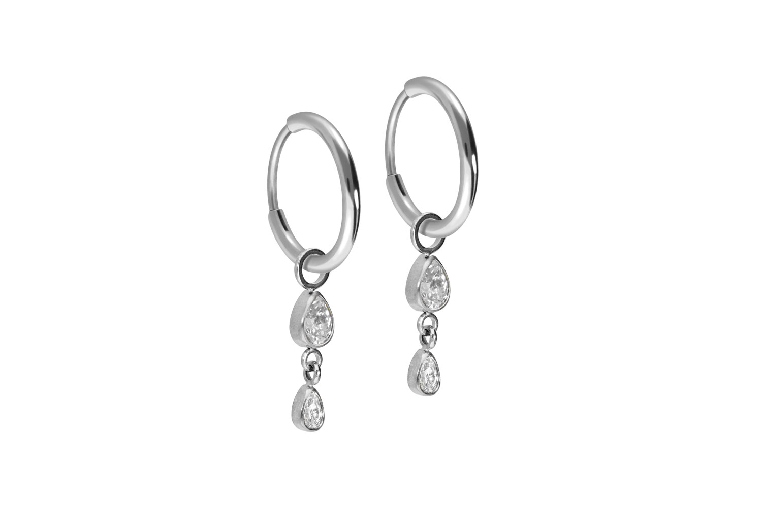 Titan Ohrclicker Creolen 2 KRISTALLTROPFEN von Piercingline